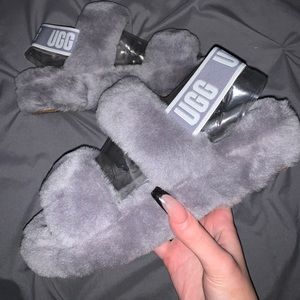 grey ugg oh yeah slippers/slides